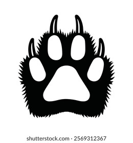 Bear claw Paw Print Icon Hand Drawn Black and White Thick Lines