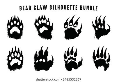 Bear Claw Silhouette Vector Clip art bundle, American Bear Paw black Silhouette Set