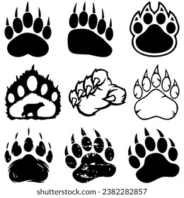 Bear Claw Silhouettes Set,Bear Claw Vector Image, Bear Paw Silhouettes Set svg