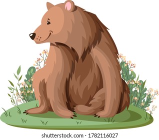 Bear in the clearing. Vector illustration.