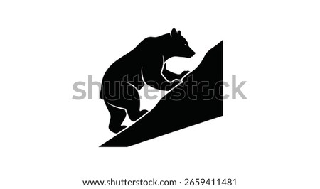 Bear Climbing a Slope Silhouette - Vector Wild Animal Stock Icon