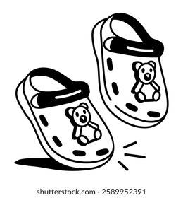 Bear clogs icon in doodle style 

