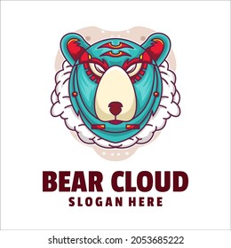 bear cloud cyborg logo vector