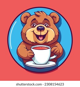 bear with a coffe cup. coffe bear. logo illustration. 