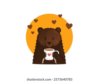 Bear with a coffee cup Vector Illustration Design