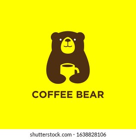 Bear Coffee Logo Design Stock Vector