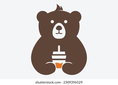 bear coffee logo vector icon template illustration