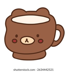 Bear Coffee Mug Cute Hand Drawn Illustration
