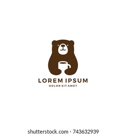 bear coffee mug negative space logo vector icon template