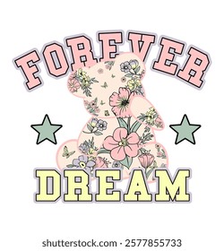 BEAR COLLEGE FOREVER DREAM PRINT T-SHIRT