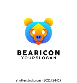 bear colorful logo design template