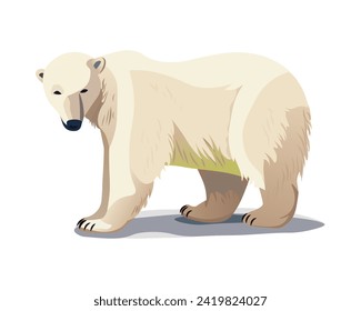 Bear of colorful set. Demonstration of the Arctic essence through this delightful polar bear in a playful cartoon style against a clean white canvas. Vector illustration.