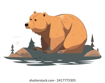 Bear of colorful set. This design seamlessly blends a clean white background with the bear's bright and cheerful colors. Vector illustration.