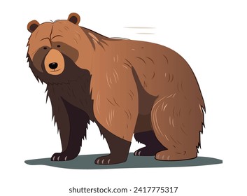 El conjunto es colorido. Este reconfortante oso oso de caricaturas listo para traer sonrisas y alegría, exhibido en un lienzo blanco limpio. Ilustración vectorial.