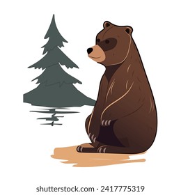 Bear of colorful set. In this illustration, the bear's cartoon design takes center stage with its lively and bright appearance. Vector illustration.