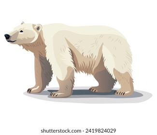 Bear of colorful set. This illustration showcases an adorable polar bear with a charming cartoon design on a serene white background, perfect for animal lovers. Vector illustration.