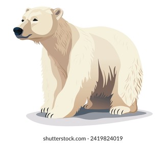 Bear of colorful set. In this imaginative illustration a polar bear is portrayed in a charming cartoon design, adding a touch of playfulness to the tranquil white canvas. Vector illustration.