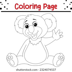 Bear coloring book page for kids isolated vector. Funny animal cartoon characters vector illustration.