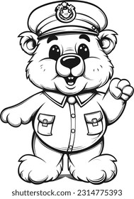 Bear, colouring book for kids, vector illustration	