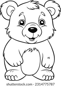 Bear, colouring book for kids, vector illustration