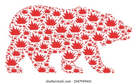 Bear concept designed of boom explosion elements. Vector boom explosion items are united into conceptual bear pattern.