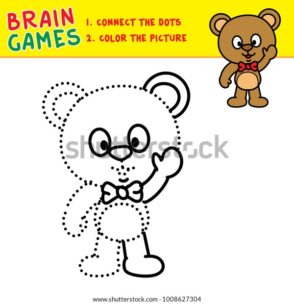 Bear Connecting Dots Coloring Pages Kids Stock Vector (Royalty Free