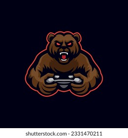 Bär mit Logo für Spielekonsolen-Maskottchen