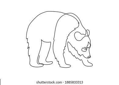 Bear in continuous line art drawing style. Grizzly bear minimalist black linear sketch isolated on white background. Vector illustration