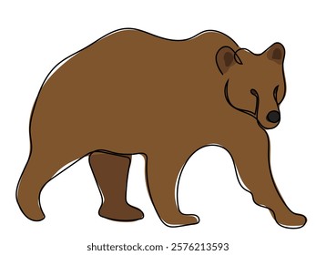 Bear in continuous line style on a white background.