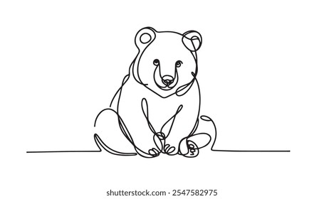 Oso en el dibujo continuo del arte de una línea. Fauna silvestre