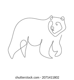 Bear continuous one line drawing. simple hand drawn style animal.