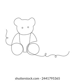 Bear   continuous one line drawing of outline vector illustration

