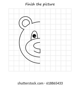 bear  copy and coloring the picture, educational game for preschool
,children (kids). Complete the picture