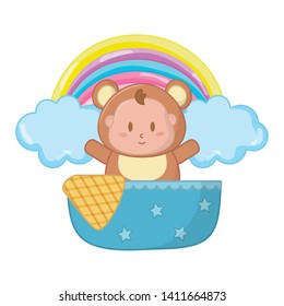 bear costume in a cradle vector illustration