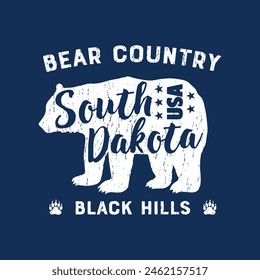 bear country south dakota emblem placement print distressed grunge illustration vector artwork for apparel t shirt graphic