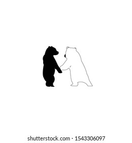bear couple silhouette design vector.