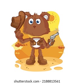 the bear cowboy with gun character vector