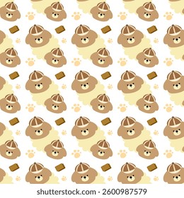 Bear, cracker on white background, fabric pattern, gift wrap, seamless pattern