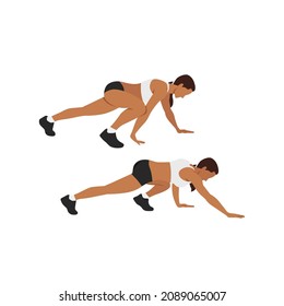 Bear Crawl Exercise introduction step with healthy woman. Illustration about workout position guideline.