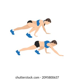 Bear Crawl Exercise introduction step with healthy woman. Illustration about workout position guideline.