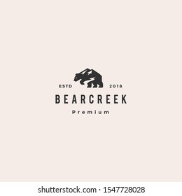 bear creek mount logo hipster retro vintage vector icon illustration	