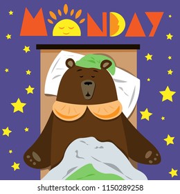 The bear in the crib sleeps on Monday.