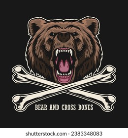 bear and cross bones illustration