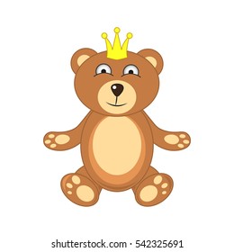 bear with crown isolated on white background.