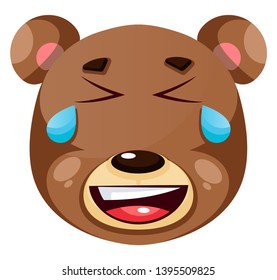 Bear is crying of happiness, illustration, vector on white background.