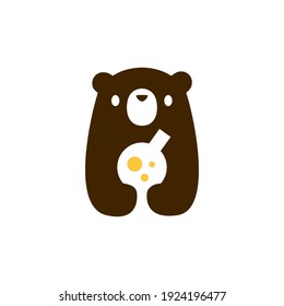 bear cub baby lab logo vector icon illustration