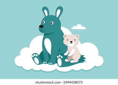 Bear cub and a bunny 