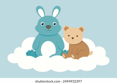 Bear cub and a bunny 
