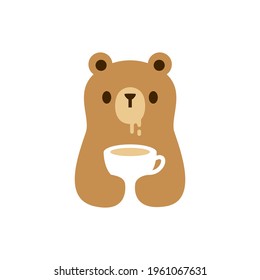 bear cub drink cup logo vector icon illustration