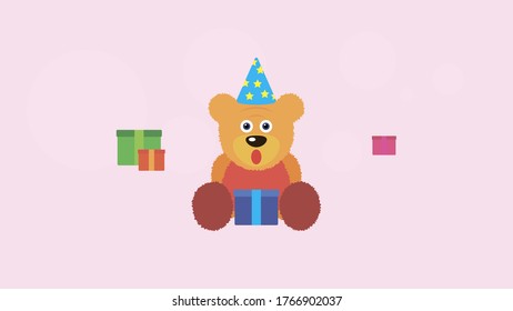 Baño de oso con regalos sobre un fondo claro